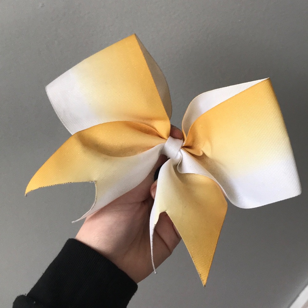 Gold and White Ombré Cheering Bow